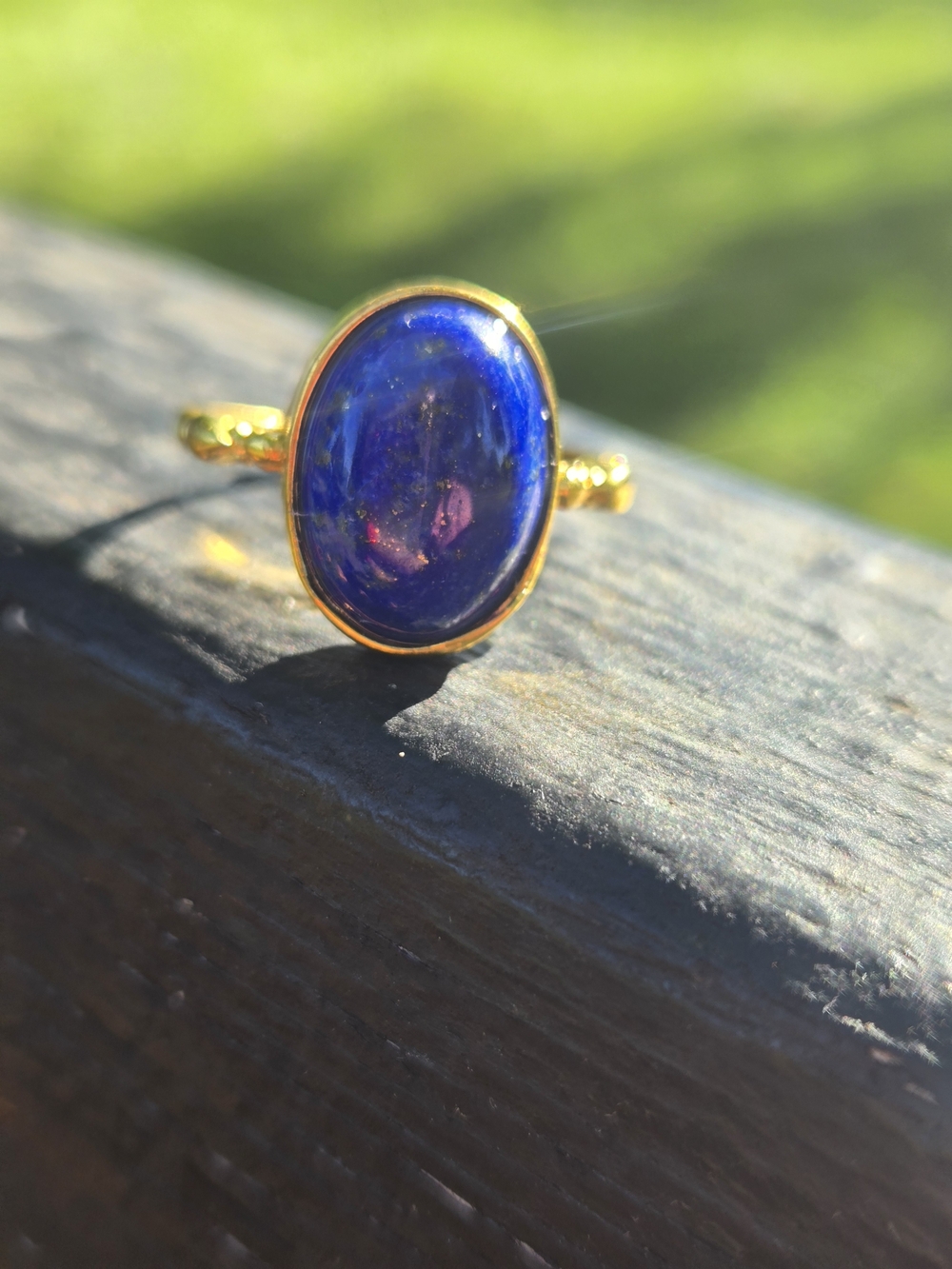 Vibrant Lapis Lazuli Gold Statement Ring Adjustable The Sparrow Studio